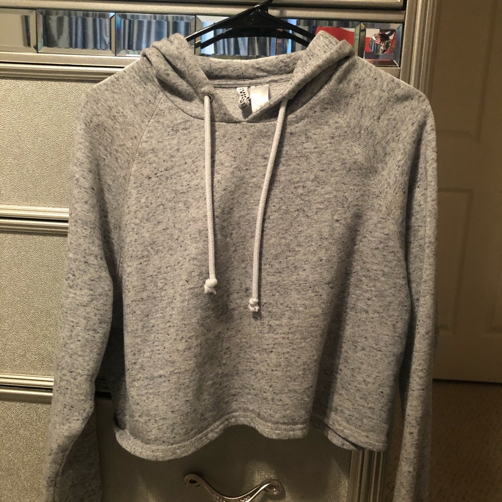 Grey crop top hoodie